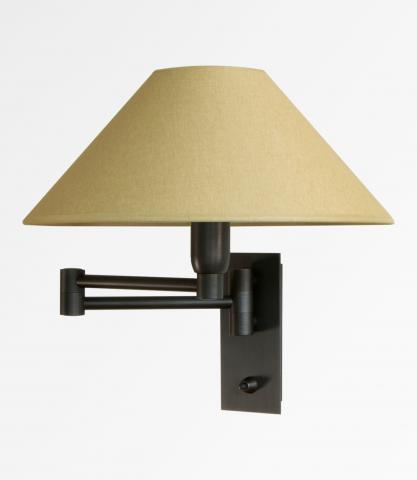 AHMOSIS +SW in brushed bronze with lampshade in Seta moka (fabric from category 3)