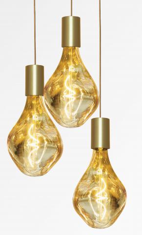 ARTEMIS 3 o26 in brushed brass with three gold bulbs