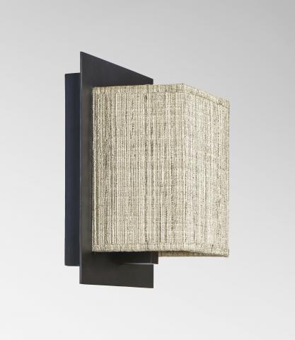 DEIR 1 in brushed bronze with lampshade in Turda blond (fabric from category 3)