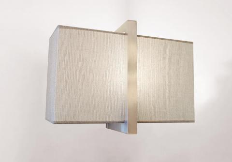 IKHEM in brushed chrome with lampshade in Trento jute (fabric from category 3)