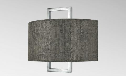 KARANIS 2 in brushed chrome with lampshade in Trento lave (fabric from category 3)