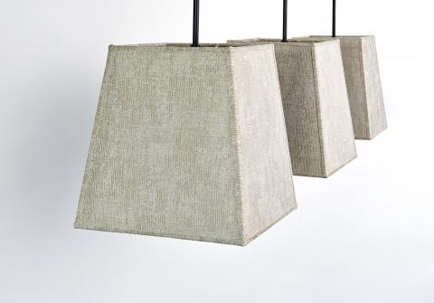 MEREROUKA in brushed bronze with lampshades in Trento ficelle (fabric from category 3)