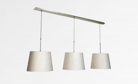 MEREROUKA 3 in brushed nickel with lampshades in Trento ficelle (fabric from category 3)