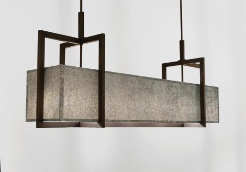 METELIS 125 in brushed bronze with lampshade in Gabala platinium (fabric from category 3)