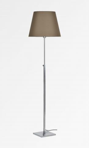 ZABARAH in brushed chrome with lampshade in Seta taupe (fabric from category 3)