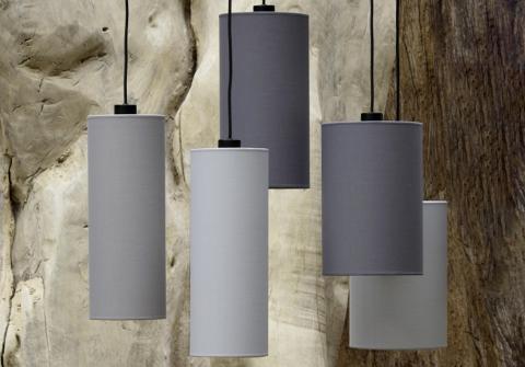 ZIBAL 5 in brushed bronze with lampshades in Coton gris, tourterelle & schiste (fabric from category 1)