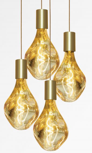 ARTEMIS 4 o26 in brushed brass with four gold bulbs