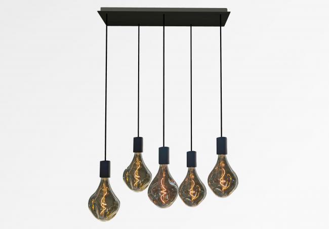 ARTEMIS 5 # in brushed bronze with five silver bulbs