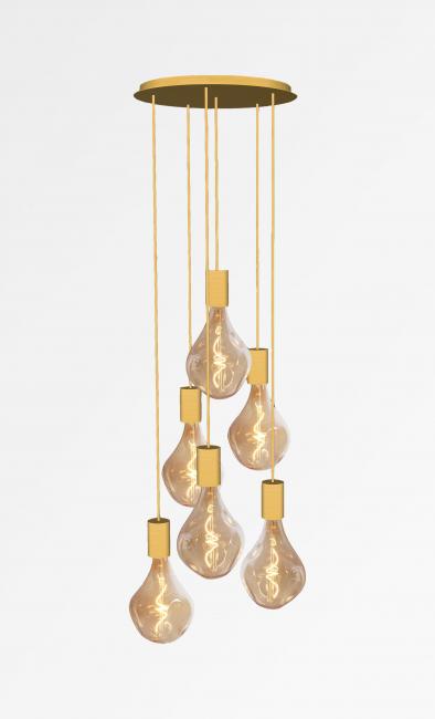 ARTEMIS 7 o48 in brushed brass with seven gold bulbs