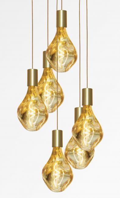 ARTEMIS 6 o38 in brushed brass with six gold bulbs