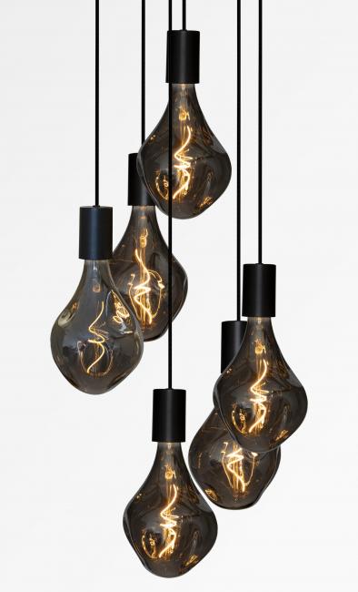 ARTEMIS 6 o38 in brushed bronze with six silver bulbs