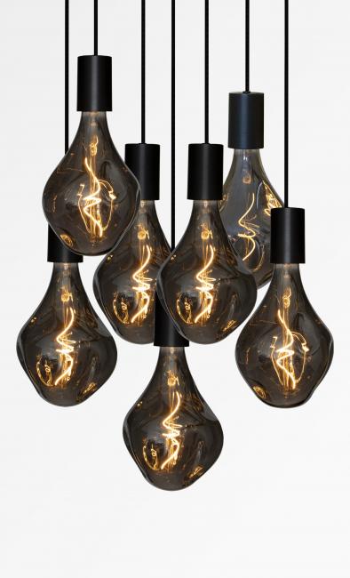 ARTEMIS 7 o48 in brushed bronze with seven silver bulbs