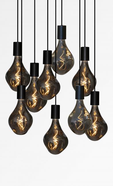 ARTEMIS 9 o58 in brushed bronze with nine silver bulbs