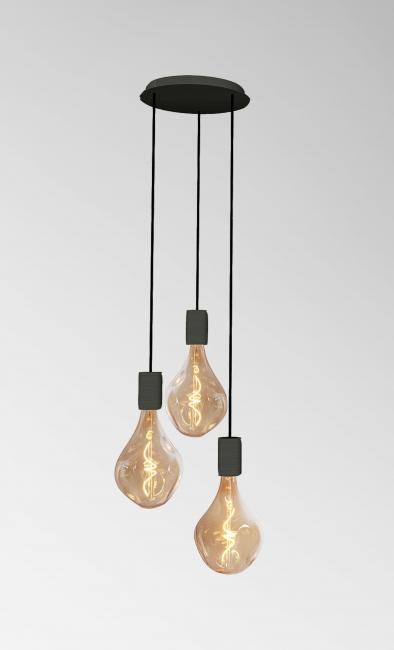 ARTEMIS 3 o26 in brushed bronze with three gold bulbs