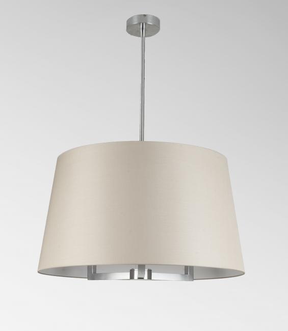 TOURAH 3 LARGE in brushed chrome with lampshade in Seta Pirée (fabric from category 3)